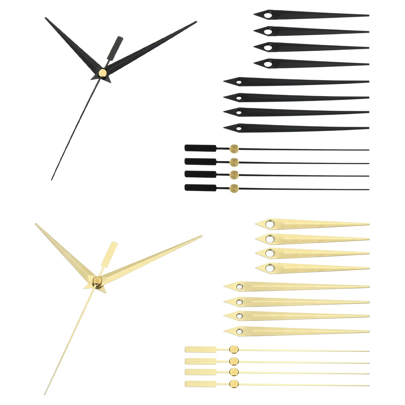 Photo 1 of PATIKIL Replacement Clock Hands Kit, 10 Set Replacement Clock Hands Kits Clock Mechanism Movement Aluminum Wall Clock Hands Parts for Wall Clock Repair DIY, Black,Gold, A01/A02