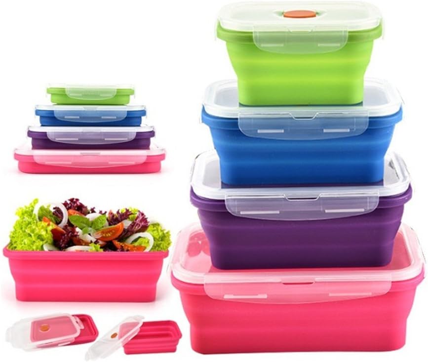 Silicone Folding Portable Box Lunch Folding Food Storage Box Lunch Box