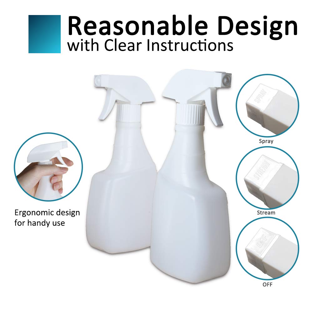 Spray Bottle 4 Pack, 16 oz for Cleaning, Plastic Empty Spray Bottles Sprayer for Bleach, Auto Detailing, Watering Plants, Haircuts, Disinfectant, Chemicals: Industrial & Scientific