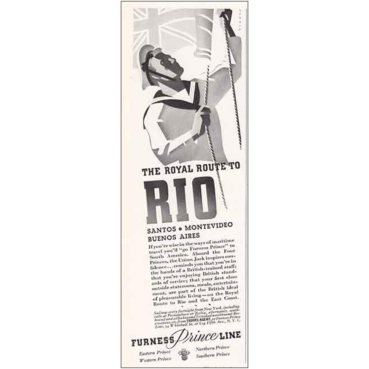 Amazon.com: RelicPaper 1939 Furness Prince Line: The Royal Route ot Rio, Furness Print Ad: Posters & Prints