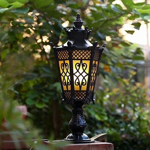 Pumnple Europäische Retro Außendekor-Säule Pfosten Lichter Rasen