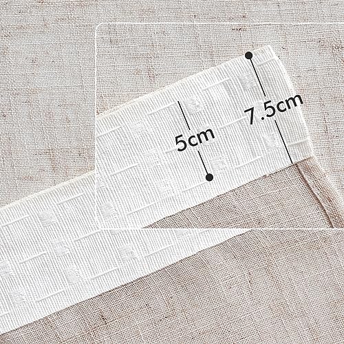 Woaboy Linen Curtains with Frunction Tape Curtains Bedroom Window Translucent Modern Curtains for Living Room Bedroom 2 Pieces 140 x 260 cm White