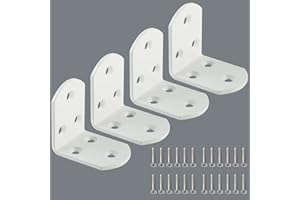 Alise 4Pcs Stainless Steel L Brackets for Shelves White, Small Floating Shelf Brackets, 90 Degree Right Angle Bracket, Heavy Duty Metal L Bracket Corner Brackets for Wood Furniture (1.97X1.97 in)