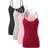 AMVELOP 2-4 PCS Camisole for Women Casual Sleeveless Layer Undershirt Adjustable Spaghetti Strap Tank Top Outfit