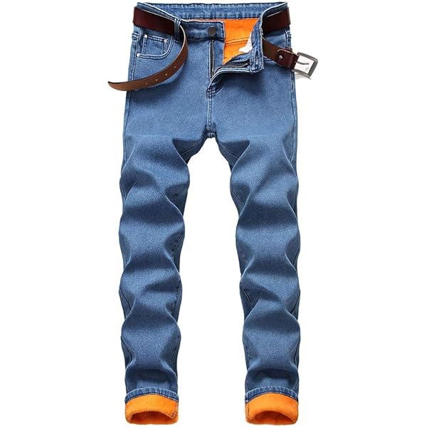 TheyLook Mens Fleece Lined Jeans Straight Leg Stretch Winter Warm
