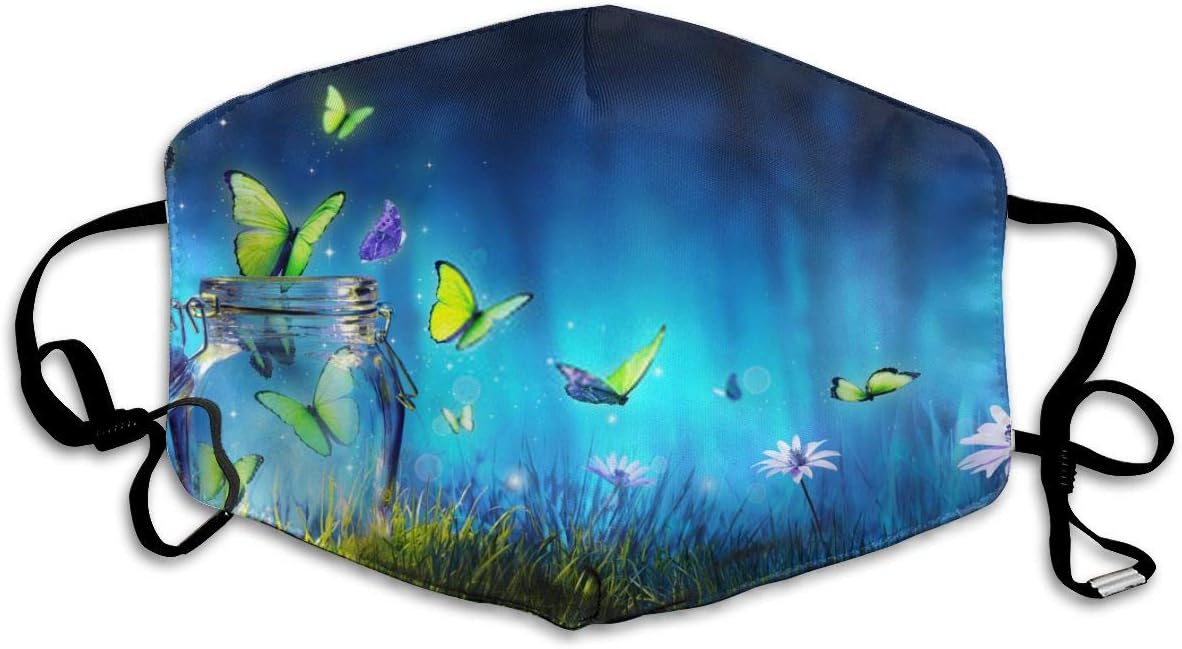 Face Masks Freedom Concept Magic Butterflies Flying Out Of The Jar On The Lawn Anti Dust Face Mouth Cover For Cycling Camping Outdoor