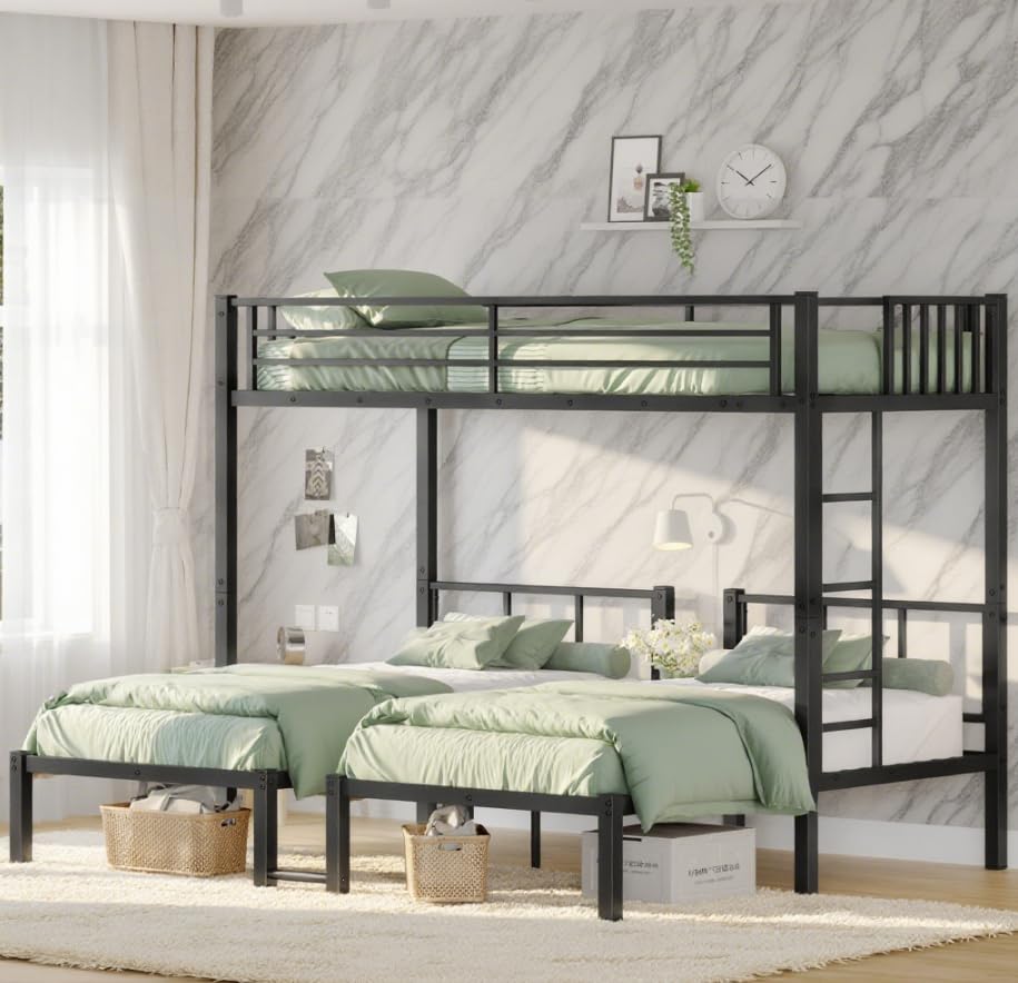 Photo 1 of **SELLING FOR PARTS AS PARTIAL SET. ONE OF TWO BOXES**Bellemave Twin Triple Bunk Bed for Kids, Teens,Adults, Metal Twin XL Bunk Beds for 3, 3 bunk Bed for Kids, Adults?Heavy Metal, Black?