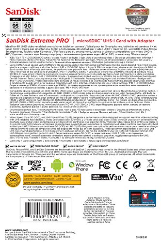 Tarjeta de Memoria SanDisk Extreme Pro microSDXC de 64 GB + Adaptador SD con hasta 95 MB/s, Class 10 y...