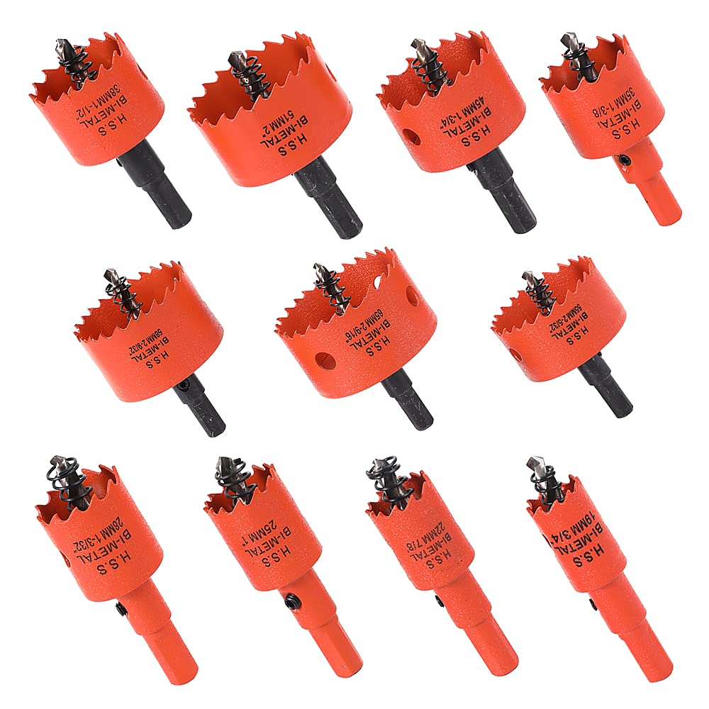 Dribotway 11PCS Bi-Metal Hole Saw Set, 19mm-65mm, For Wood, Metal, Plastic