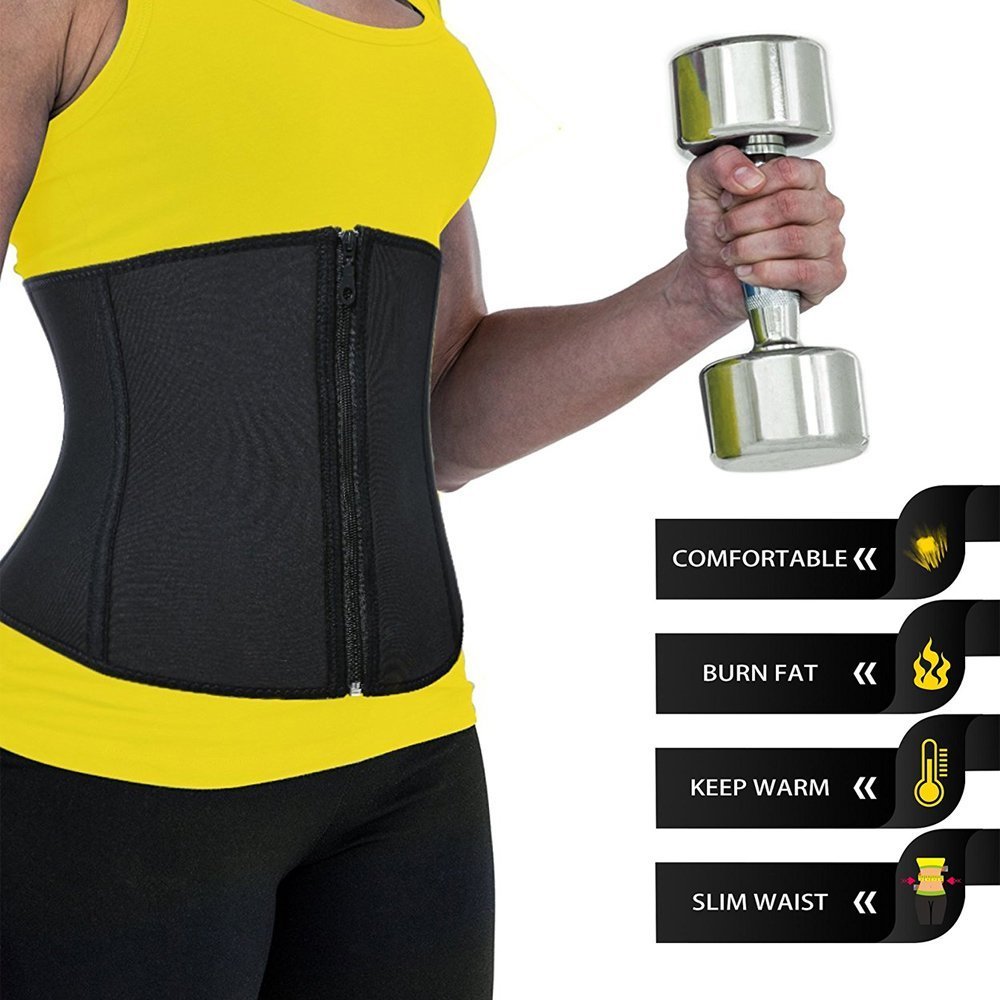 Women Waist Trainer,Women Hot Sweat Weight Loss Neoprene Workout Sauna Suit Corset Trimmer Belt Body Shaper Cincher With Zipper Slimming By Wishesport