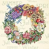 Dimensions Gold Collection Counted Cross Stitch Kit, A Wreath of All Seasons, 18 Count Ivory Aida, 14'' x 14''