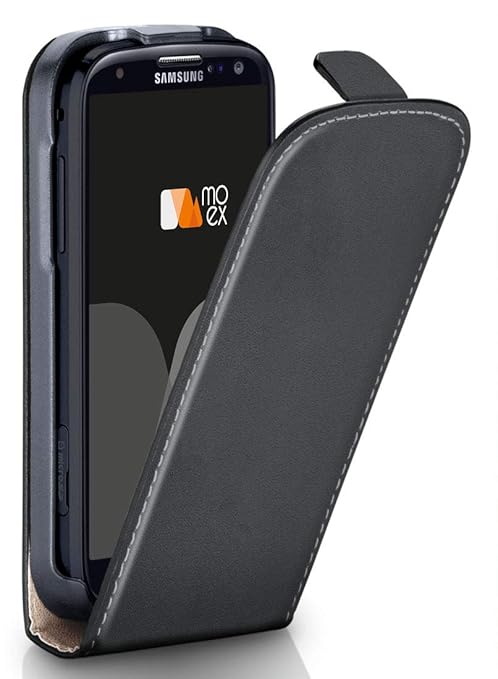 moex Samsung Galaxy S3 Mini | Hülle Dunkel-Grau 360° Klapp-Hülle Etui Thin Handytasche Dünn Handyhülle für Samsung Galaxy S3 