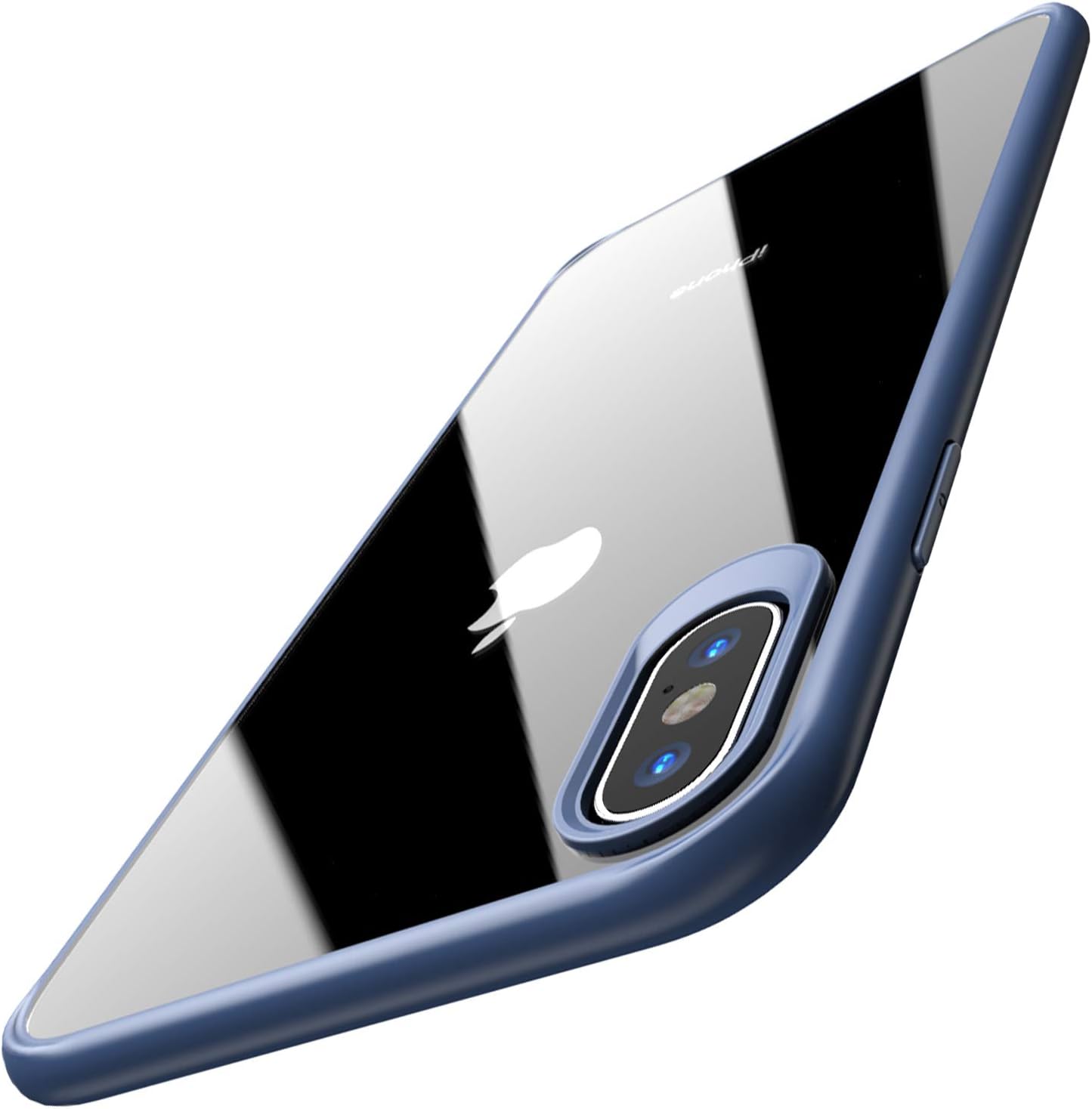 TOZO for iPhone Xs Max Case 6.5 Inch (2018) Hybrid Soft Grip Matte Finish Clear Back Panel Cover for iPhone Xs Max with [Blue Edge]