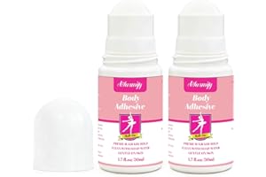 WARMIFY 2 Pack Body Adhesive Roll On for Clothing & Skin,Strong Hold, Sweat Resistant, Easy Wash Off Body Glue for Clothes, Socks, Wigs, Costumes, Leotards, Bras – No Residue, Gentle Formula