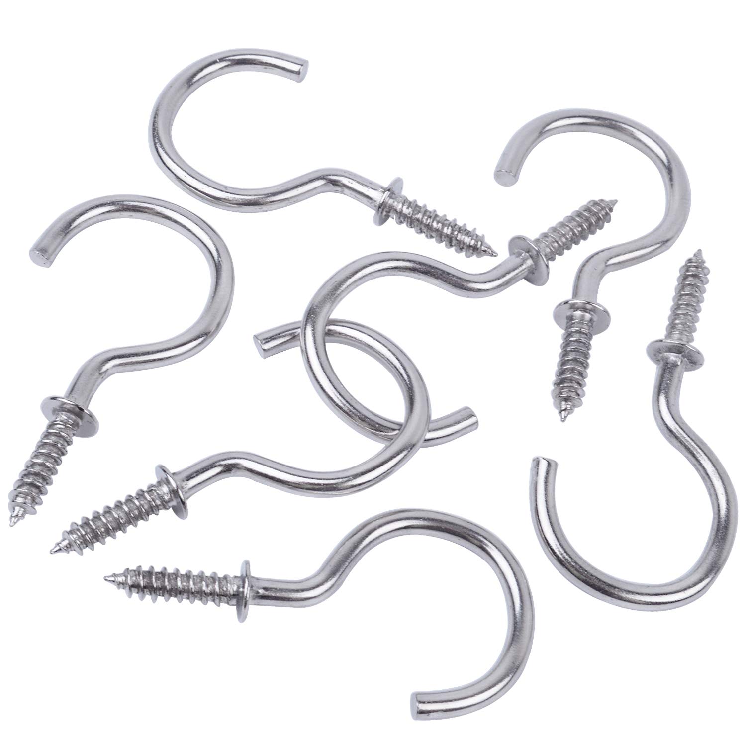 Bonayuanda 50pcs Nickel Plated Metal ScrewIn Ceiling Hooks Cup Hooks