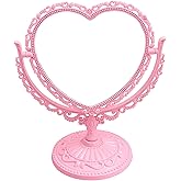 D&XQAUO 7-Inch Lovely Heart Mirror 360 Degree Rotation Double Sided Magnifying Makeup Mirror I Bathroom Bedroom Vanity Mirror