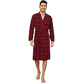 Zerbala Men's Flannel Robe Knee Length Plaid Bathrobe