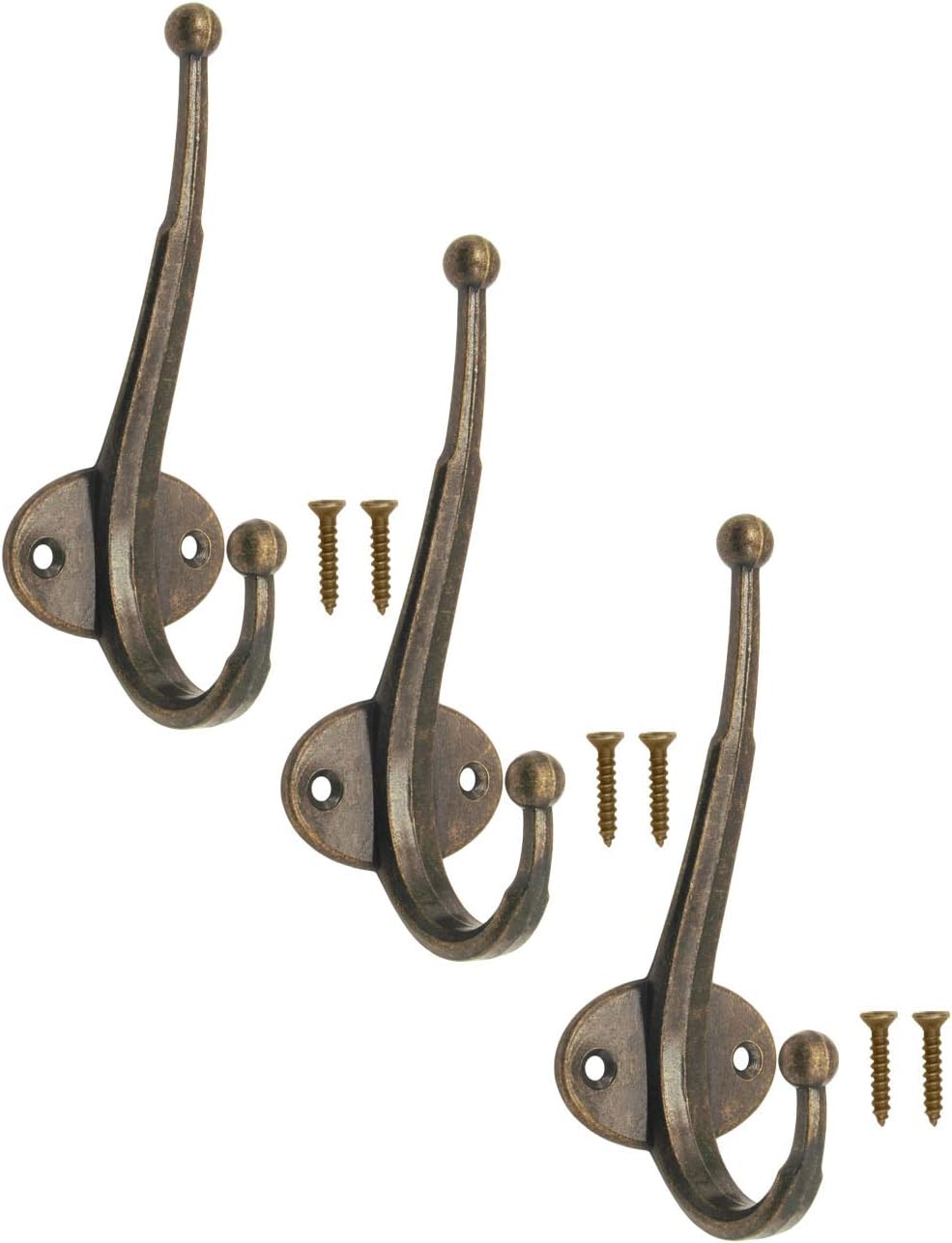 Fuxxer 3 x Classic Coat Hooks Iron Hooks Wall Hooks 12 cm Antique Bronze, 122 x 47 mm - Image 3