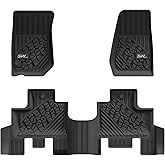 3W Floor Mats Compatible for Jeep Wrangler JK 2014-2018 Unlimited 4 Door Only (Non JL or 4XE) TPE All Weather Custom Fit Floo