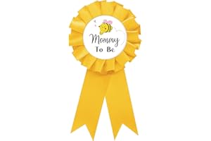 SUPERLUBY Mom to Bee Tinplate Badge Pin, Bee Mom to Be Pin for Women, Bee Gender Reveal Brooch Button, Yellow Rosette New Parents Awrad Ribbon for Baby Shower/Newborn Baby Party Decoration