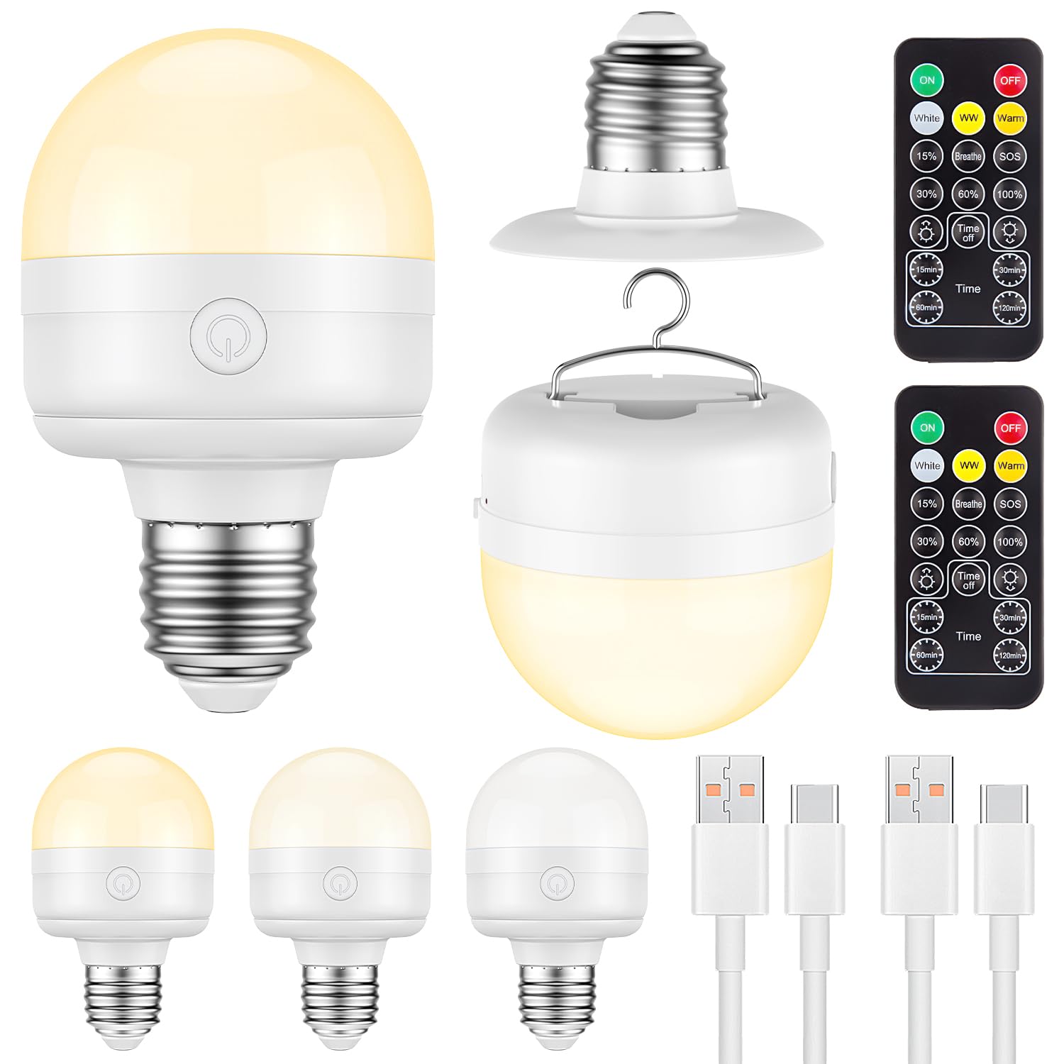 SCOPOW Rechargeable Light Bulbs with Remote Control
