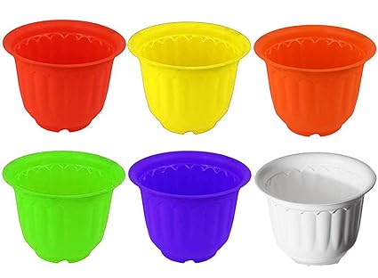 GTB Plant Container Jasmine 8 INCH Flower Pot Plant Container Flower Pot Set of 6 PC