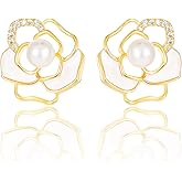 14K Gold Plated Flower Stud Earrings for Women Jewelry