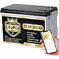 PUPVWMHB 12V 300Ah Lithium LiFePO4 Battery With Bluetooth, Smart 200A BMS, 3840W Rechargeable Lithium Iron Phosphate Battery.Max Load 2560Wh .for Solar Energy Storage,Backup Power,RV,Camping