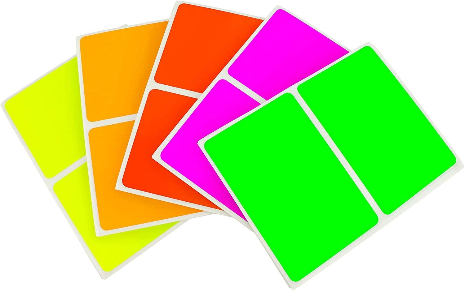 ChromaLabel 2 x 3 inch Permanent Rectangular Color-Code Inventory Labels, 5 Assorted Colors, 50 Variety Pack, Fluorescent : Office Products