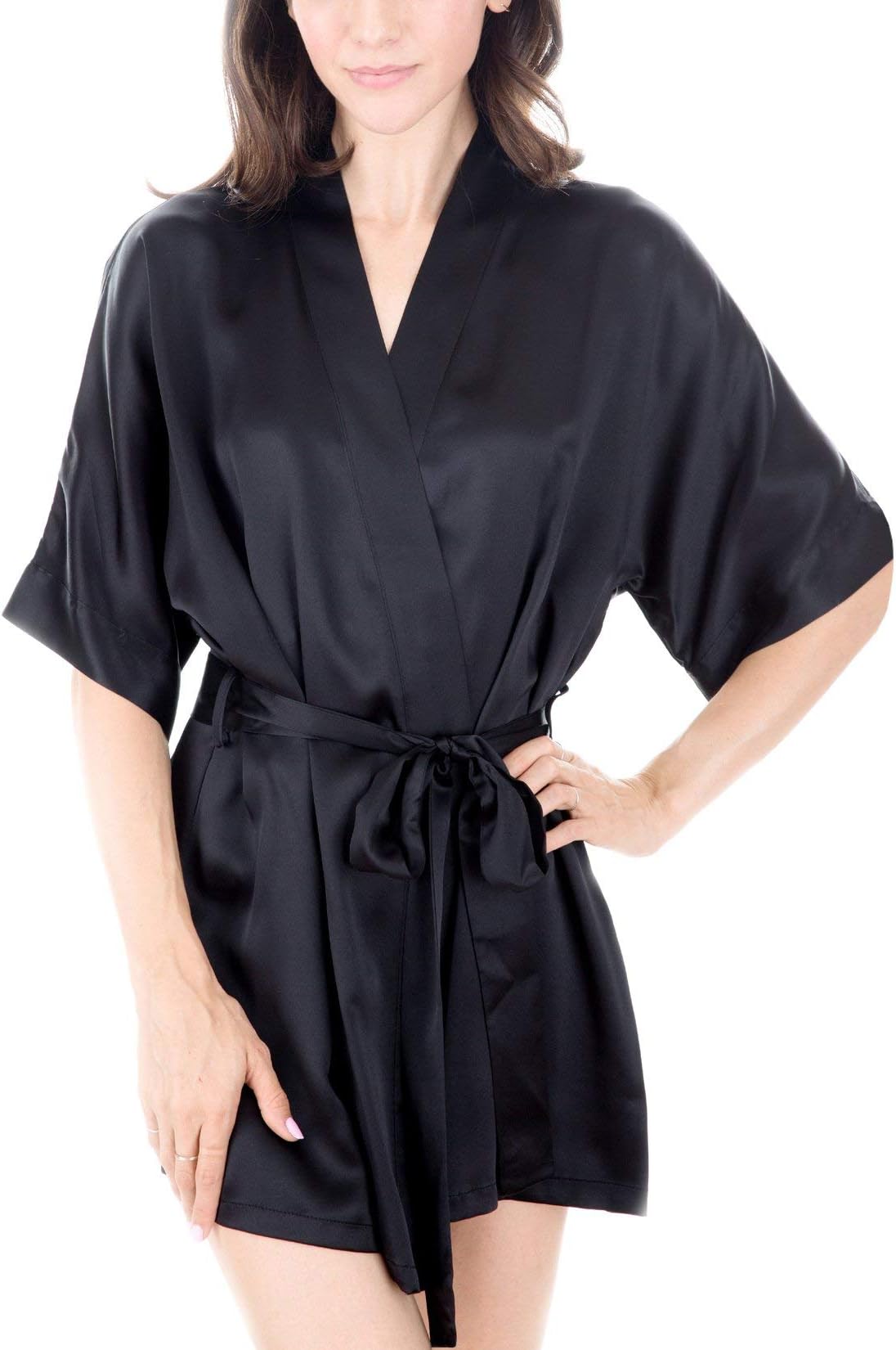 Women's Luxury Silk Sleepwear 100% Silk Sexy Short Robe Kimono