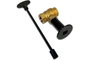 Midwest Hearth Gas Fire Pit Key Valve Kit - 3/4" NPT, 1/2" NPSM Floor Plate - Flat Black