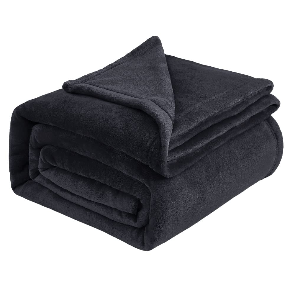 IR Imperial Rooms Fleece Blanket Throws for Sofas – Soft Fluffy 400 GSM Silk Touch Warm Blankets for Bed and Couch Bed Throw for Bedroom, Travel (Black, Throw/Single (130X150CM))