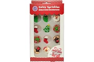 Homankit Edible Candy Santa Claus Christmas Tree Christmas Stocking Reindeer Dessert Sprinkles Party Cookie DIY Cake Cupcake Topper Icing Frosting Decoration Christmas Supplies