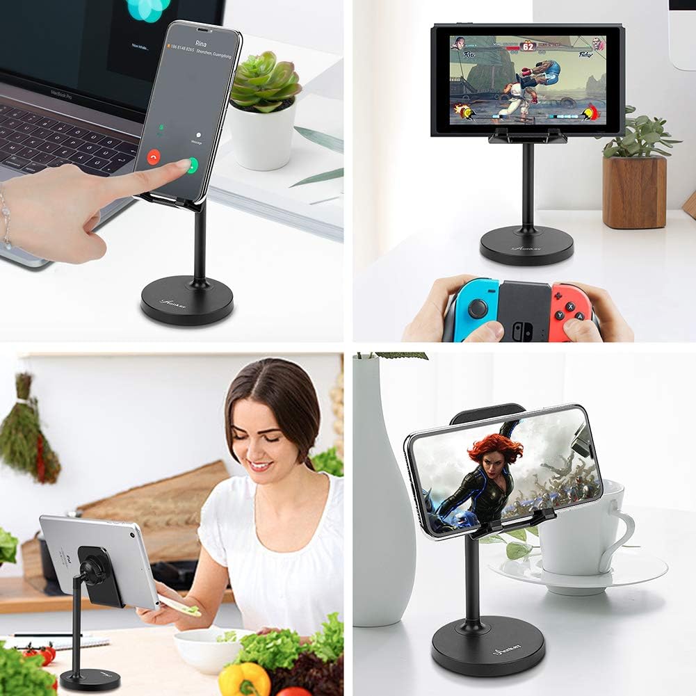 Adjustable Cell Phone Stand Holder for Desk Universal fits All Cellphones Compatible iPhone Xs Max XR X 6 6S 7 8 Plus, Galaxy S10 Plus Note 9& 7”-13” Tablets iPad, Great for Facetime& Recipe Reading: Computers & Accessories