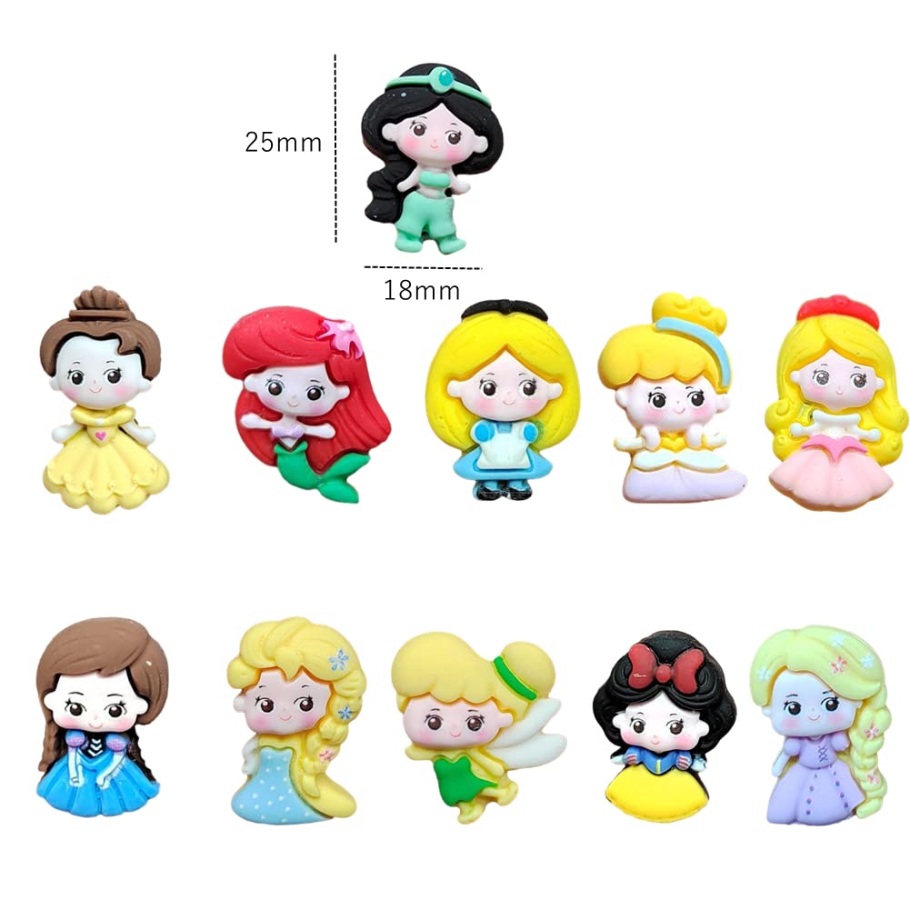 22Pcs Slime Charms Resin Kawaii Cartoon Princess Cute Set Assorted Princess Flatback Slime Beads for Scrapbooking Embellishments DIY Craft Making Ornament Hair Clip