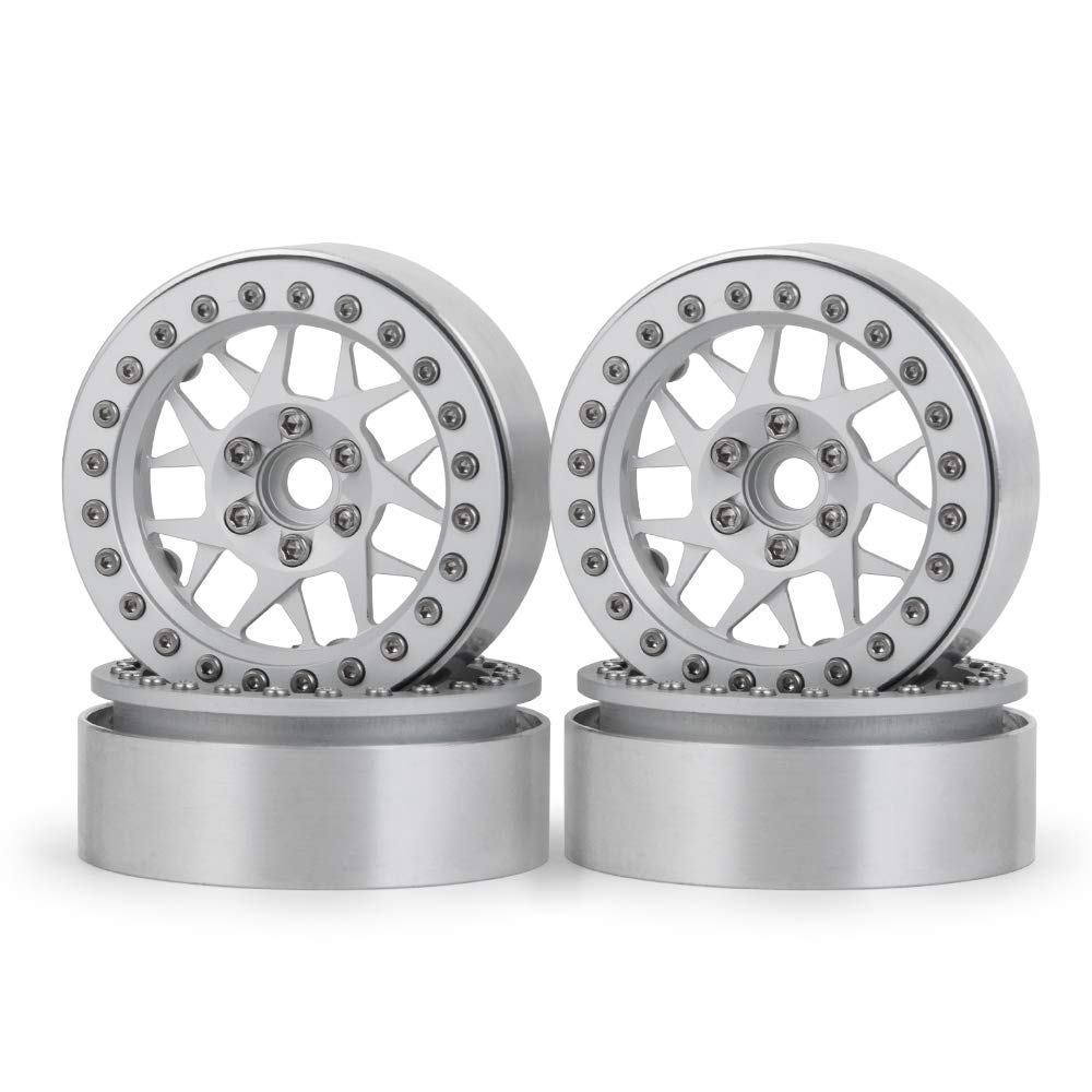 RCLIONS 4-Pack Aluminum Beadlock Rings For 1:10 RC Crawler 2.2" Wheels - Lightweight Upgrade Rings (Blue)