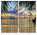 Ambesonne Tropical Curtains, Exotic Beach Sundown Hawaii Palm Trees Foliage Idyllic Summer Nature Photography, Living Room Bedroom Window Drapes 2 Panel Set, 108