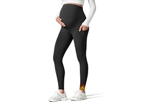 G4Free Barefeel Fleece Lined Maternity Leggings with Pockets Over The Belly Pregnancy Yoga Pants