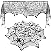 JOVITEC Halloween Decorations Set 40 Inch Spiderweb Lace Round Tablecloth Black Spooky 17.7