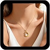 Andelaisi Boho Rabbit Moon Necklace Vintage Crescent Moon Pendant Necklace Gold Half Moons Choker Necklace Minimalist Jade Bunny Crescent Necklace Chain Jewelry for Women
