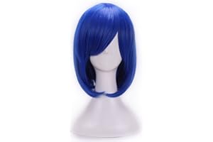AneShe Short Straight Hair Wig 12 Inches Anime Cosplay Costume Party Wigs (Blue)