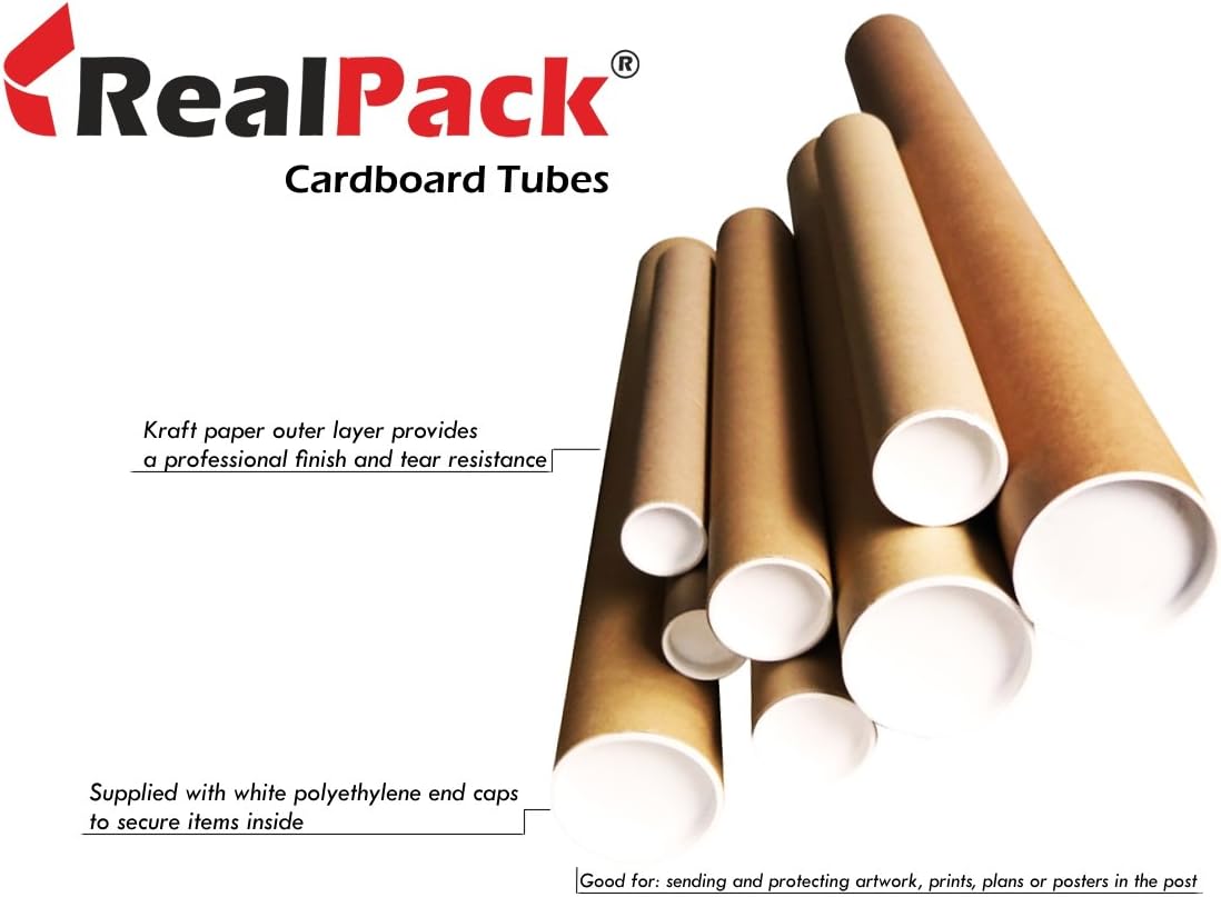 REALPACK® Postal Tube Cardboard with Plastic End Caps 3'' linesize