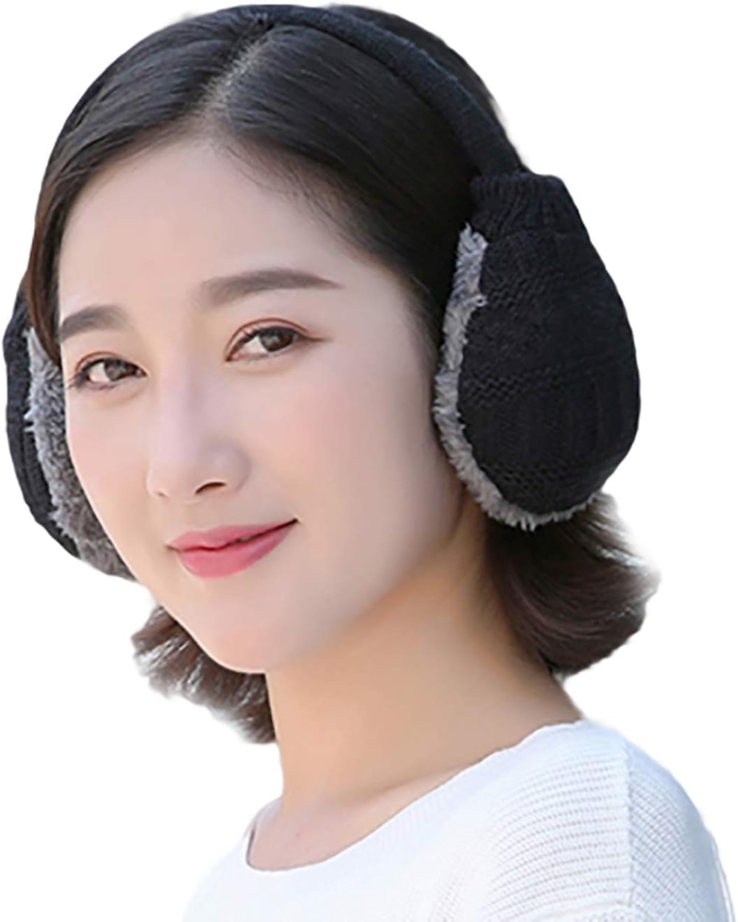 Knolee Unisex Knitting EarMuffs Faux Furry Earwarmer Winter Outdoor EarMuffs, Black at  Women’s Clothing store
