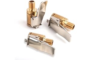 3pcs Tire Air Chuck with Clip Adapter, Brass Locking Tire Inflator Nozzle Adapter, Hose Inflation Quick Connect Adapter with 