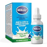 Milkaid Lactase Enzyme Drops for Lactose Intolerance | Prevents Gas, Bloating &amp; Diarrhea | Fast Acting Dairy Digestive Supplement | Gluten Free &amp; Vegetarian | No Artificial Flavor | 0.5 Fl Oz (1)