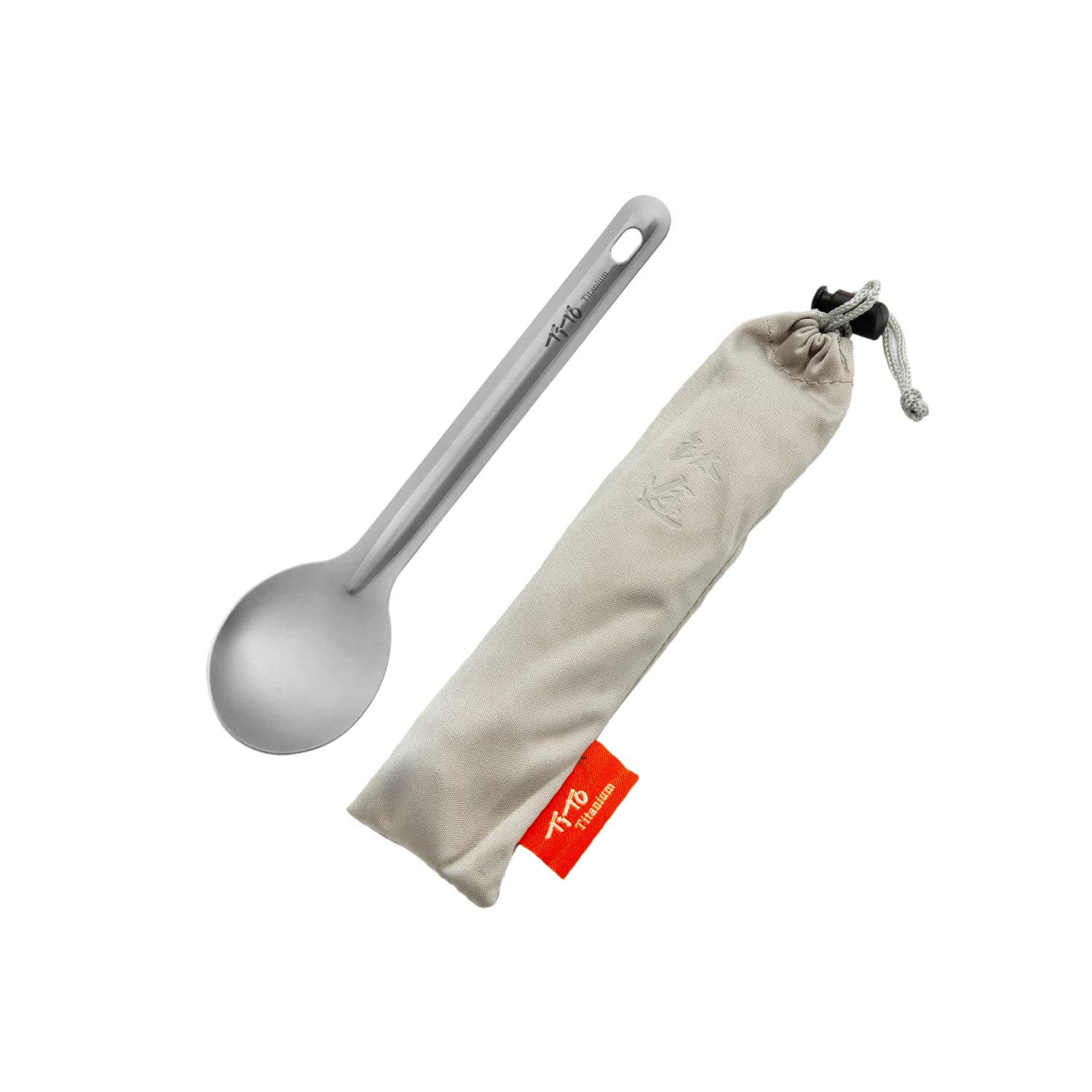 TiTo Bright Colorful Titanium Spork for Outdoor Camping Light Weight Titanium Spoon for Travel Home with Cloth Bag (Sandlasting Spoon)