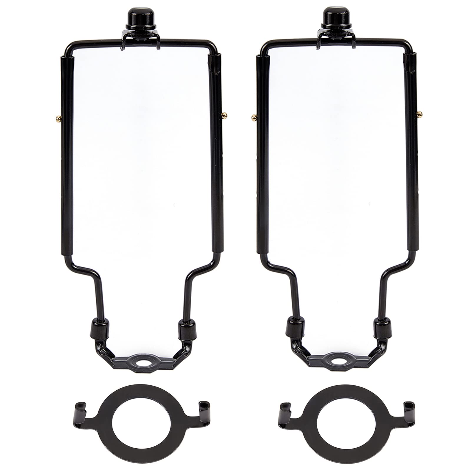 OLYCRAFT 2 Sets Lamp Shade Harp Holder 20 23 25 cm Adjustable Lamp Harp Black Shade Carrier with 2 Shade Attaching Finial Top Horn Frame Lampshade Bracket