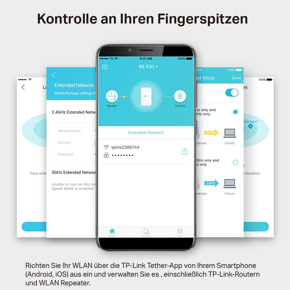 TP-Link RE330 WLAN Verstärker Repeater 𝐀𝐂𝟏𝟐𝟎𝟎 (867MBit/s 5GHz + 300MBit/s 2,4GHz, WLAN Verstärker, App Steuerung, Signalstärkeanzeige, kompatibel zu Allen WLAN Geräten, AP Modus) 8