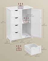 VASAGLE Cloud White Bathroom Floor Cabinet 4 Drawers 1 Door 65x35x90 cm view 5