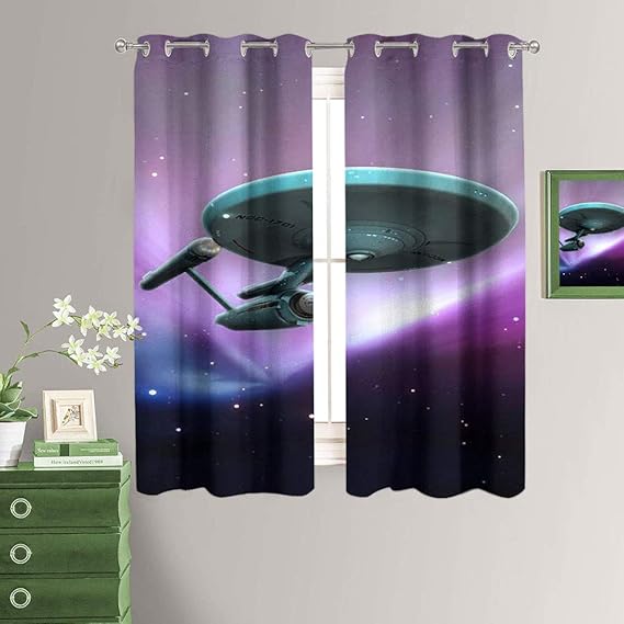 MRFSY Star Trek Enterprise Starship Decorative Print Curtains Light
